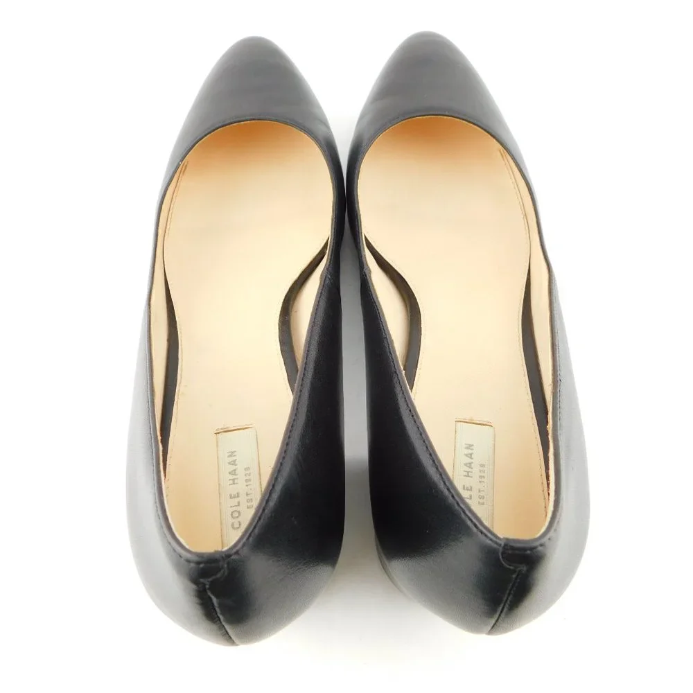 COLE HAAN Black Leather Block Heel Pumps 11
